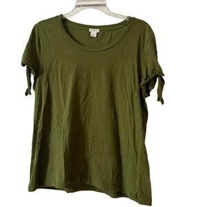 J. Crew Olive Green Casual Short Sleeve Shirt Women's Large